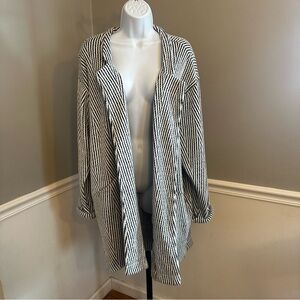 Express Black and White Striped Cardigan
